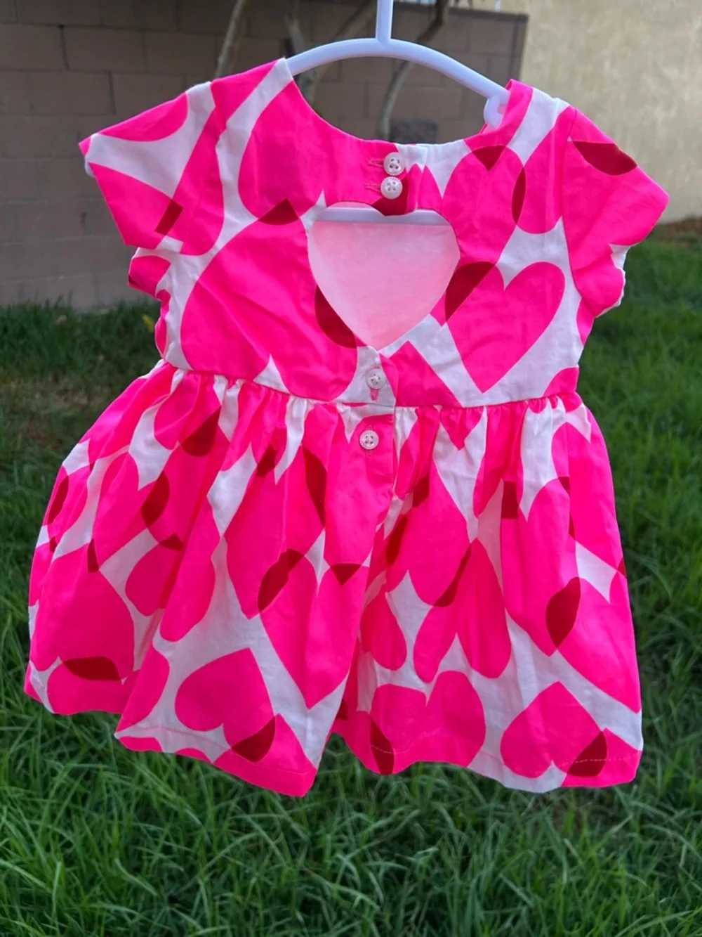 The Children's Place Pink and White Heart Print Casual Dress